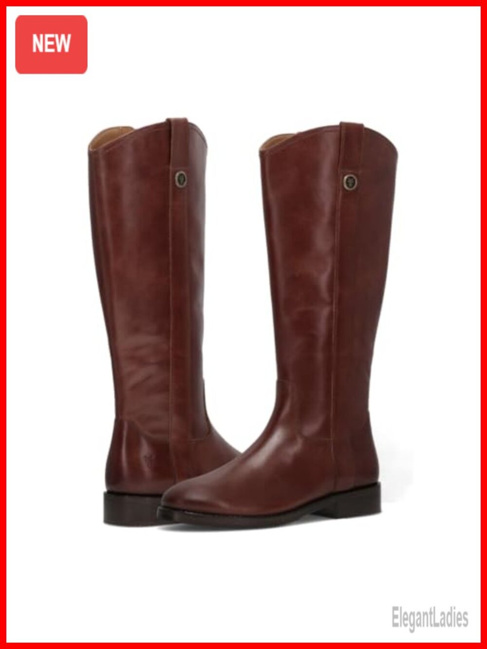 100% Leather Knee-High Riding Boots Inside Zip Low Heel Equestrian